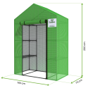 Wymiary szklarni ogrodowej regał 4 półki 140x73 cm zielona Cultivo