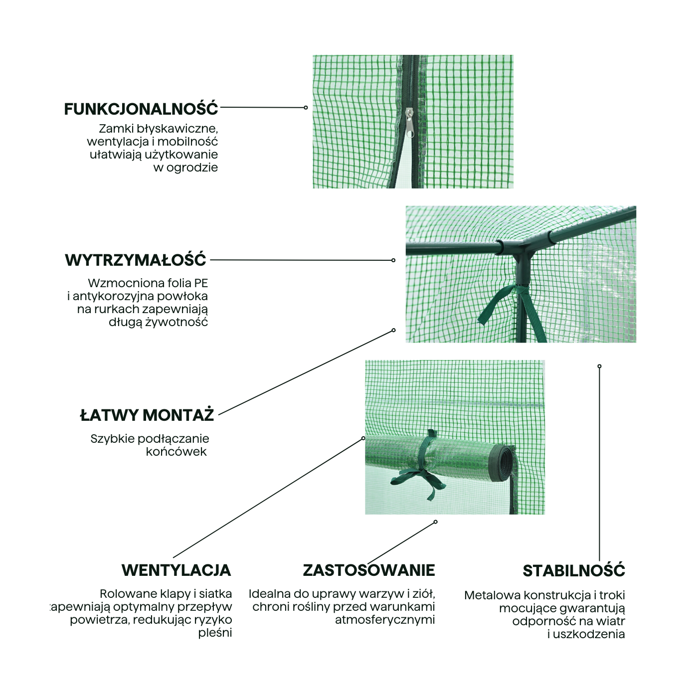 Aranżacja szklarni ogrodowej regał 4 półki 140x73 cm zielona Cultivo