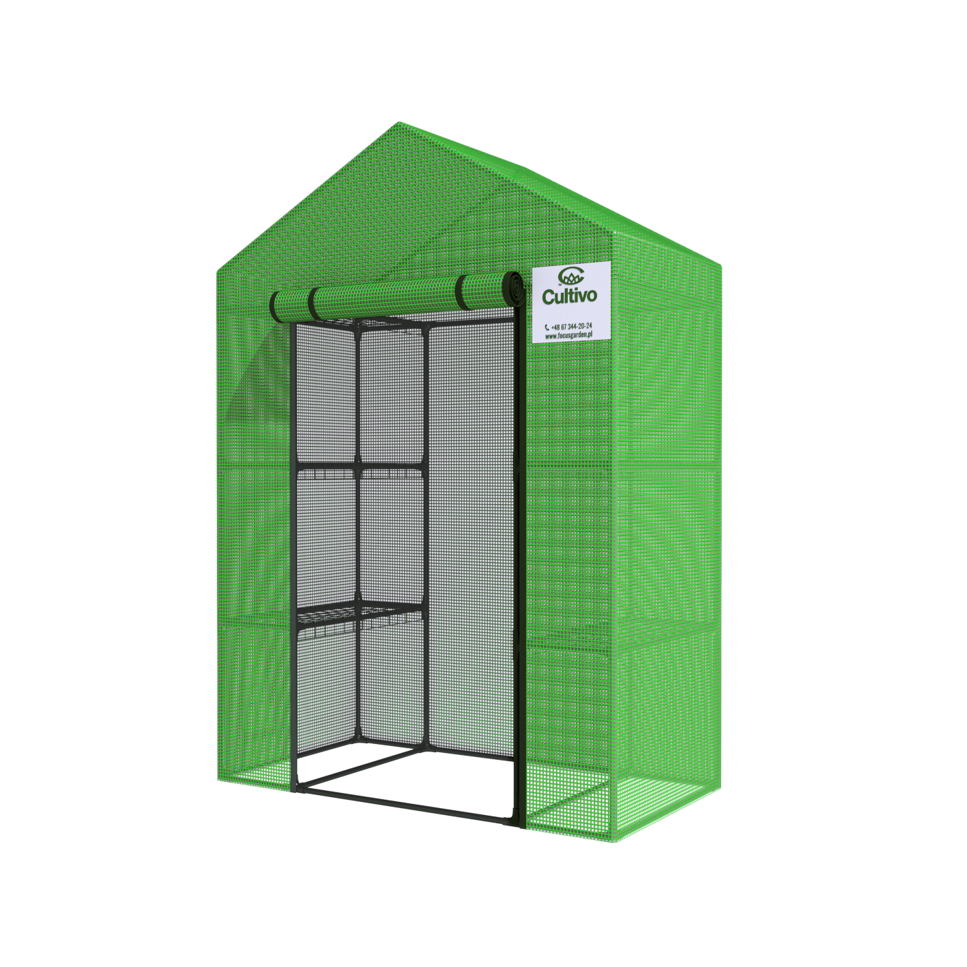 Widok na szklarnię ogrodową regał 4 półki 140x73 cm zielona Cultivo