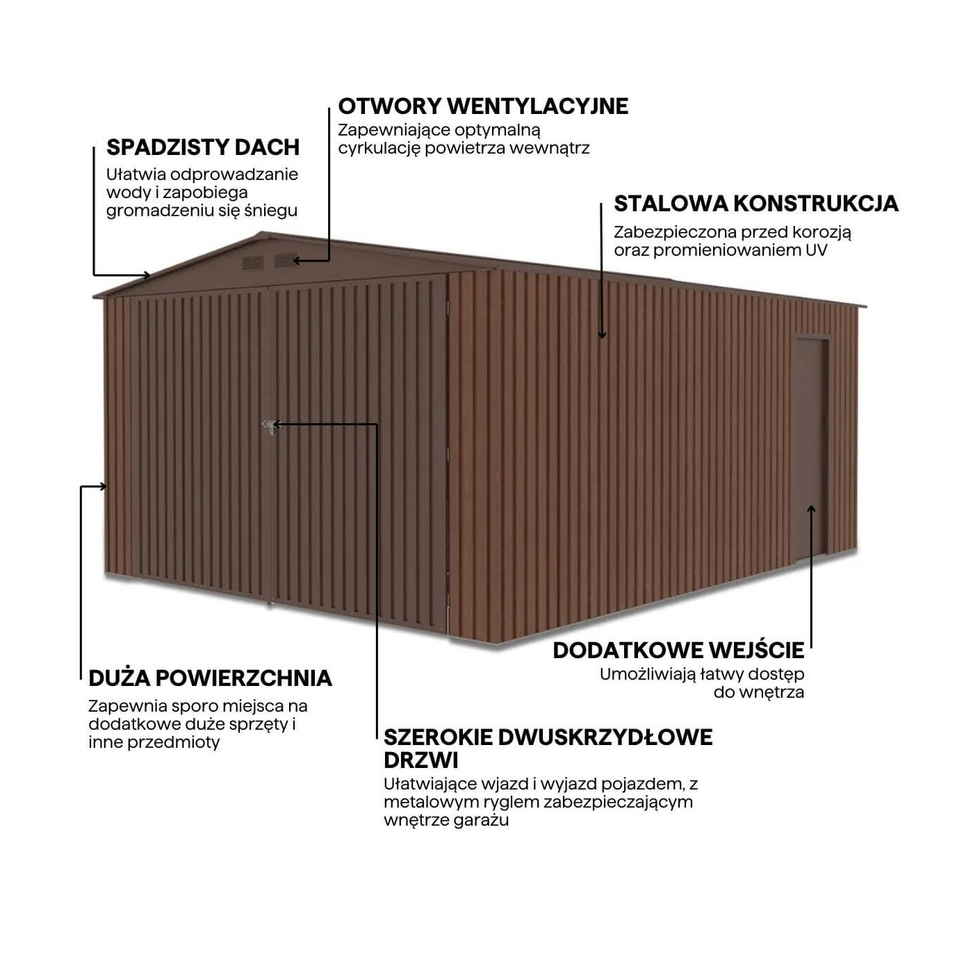 Grafika z detalami i cechami garażu Kingston 380x480cm Walnut Hardmaister