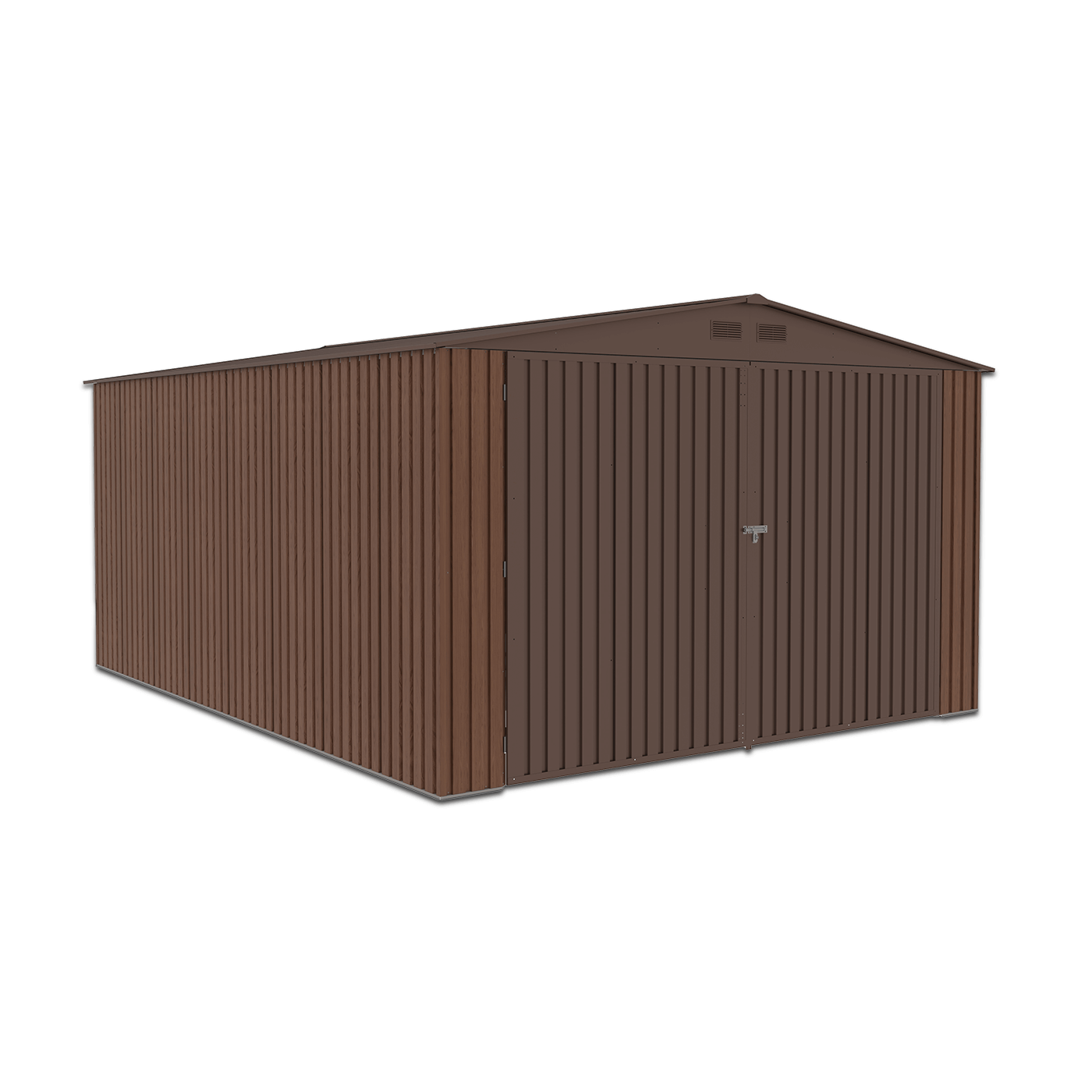 Zdjęcie lewego boku metalowego garażu Kingston 380x480cm Walnut