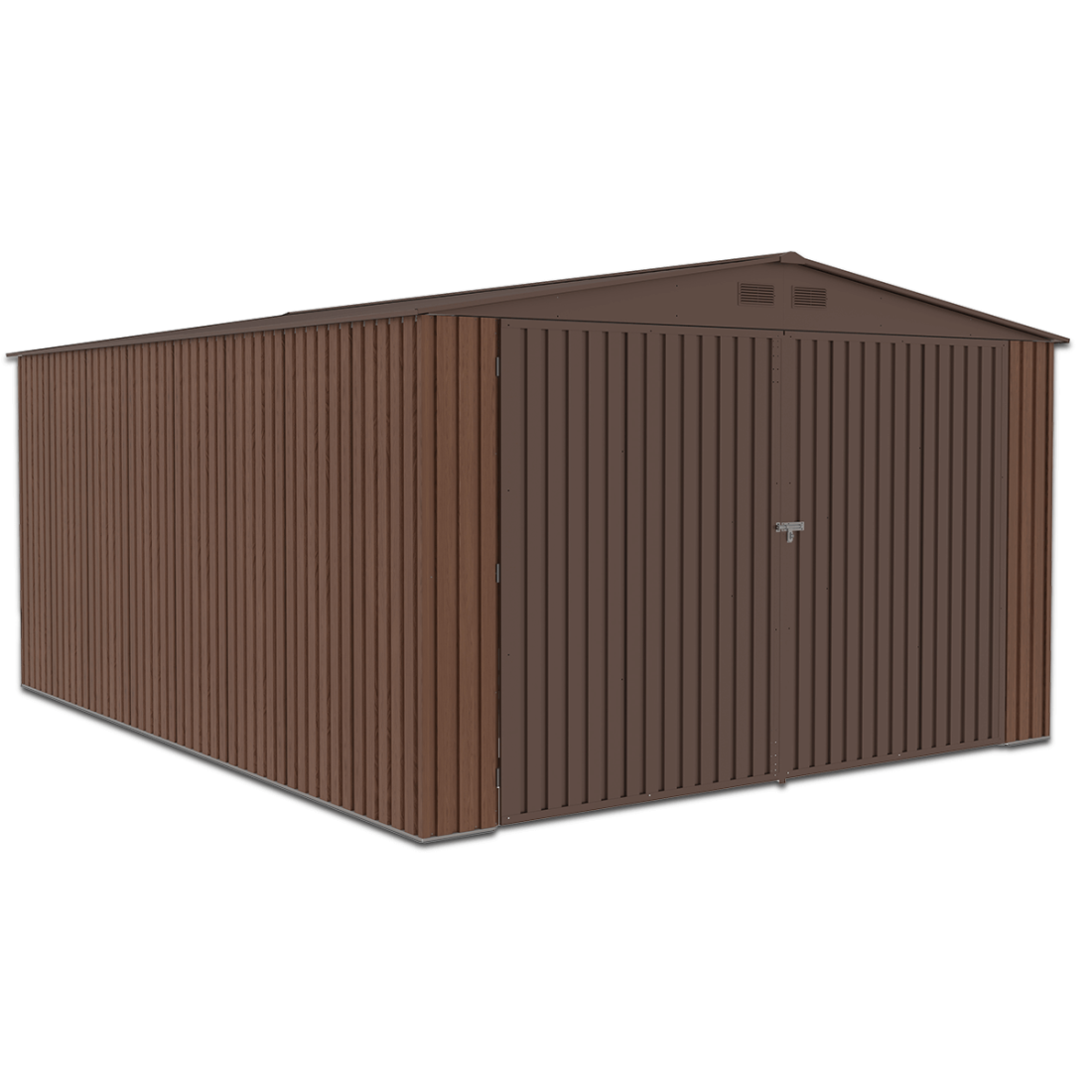 Zdjęcie lewego boku metalowego garażu Kingston 380x480cm Walnut