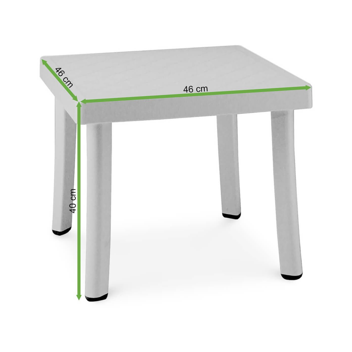 Rycina z wymiarami stolika ogrodowego Nardi RODI Bianco