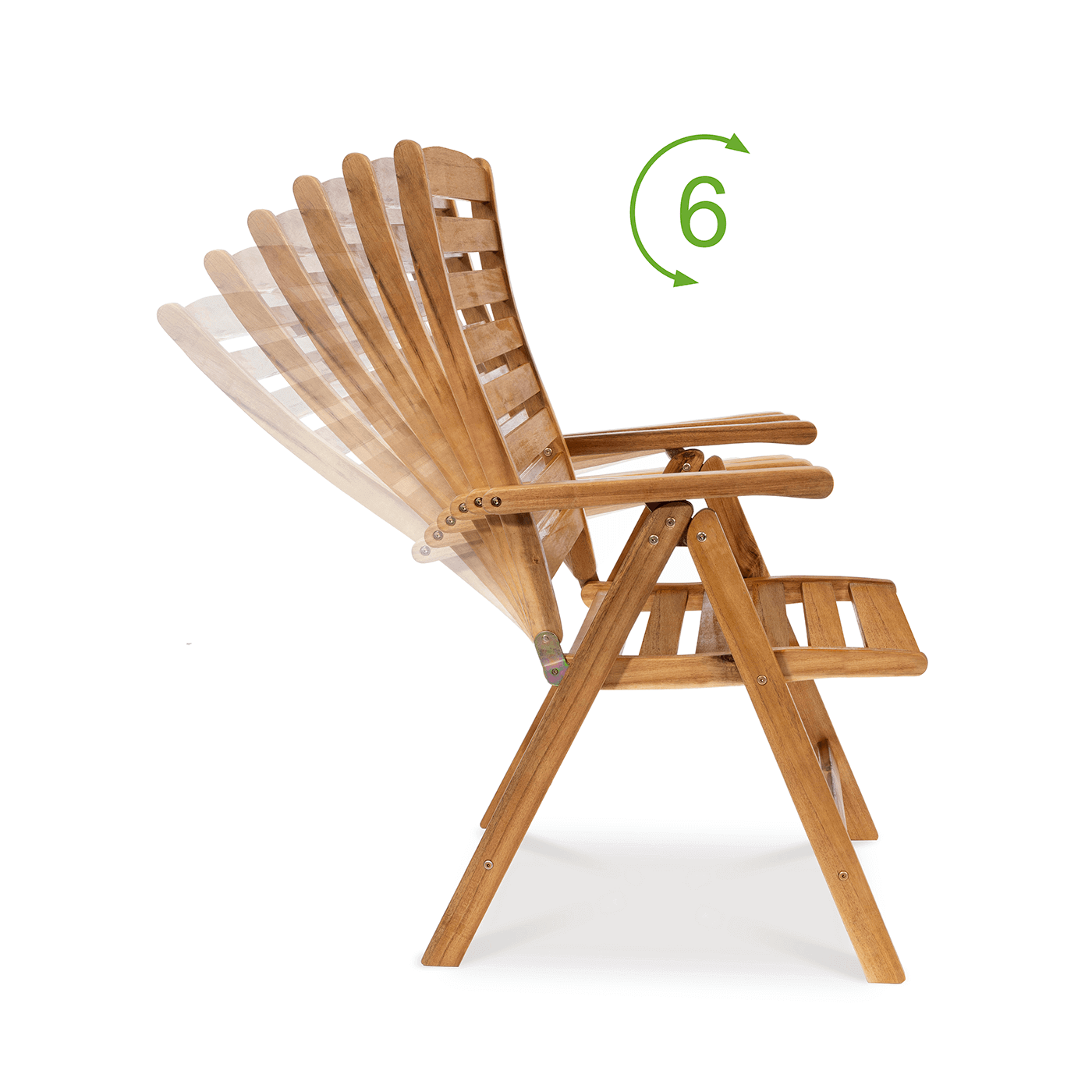 Regulowany kąt nachylenia oparcia w sześciu możliwościach