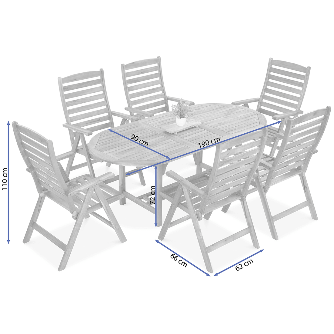 AKADIA DINING 190/6 ZESTAW ACACIA WOOD