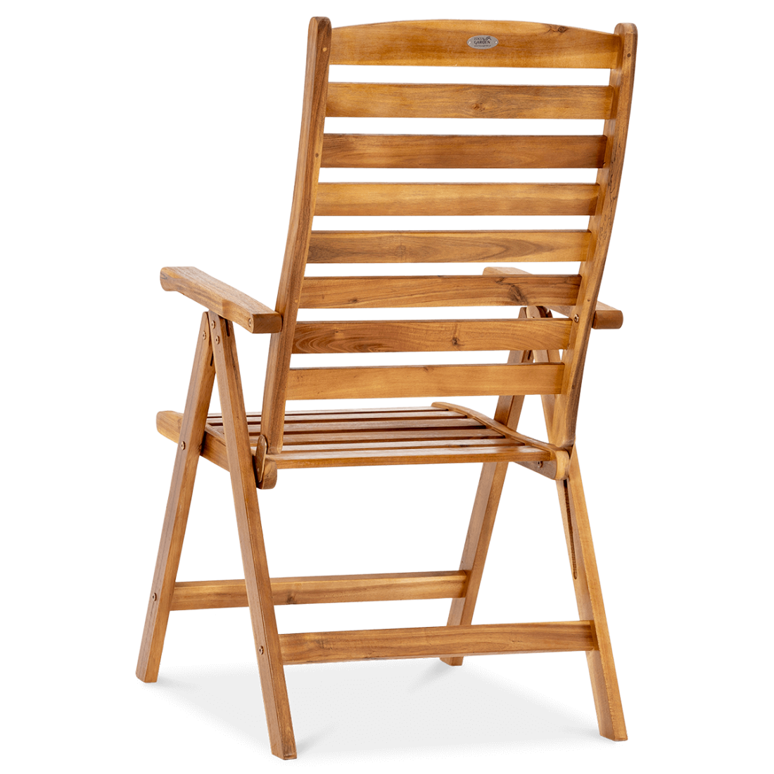 Tył krzesła wykonanego z drewna akacjowego