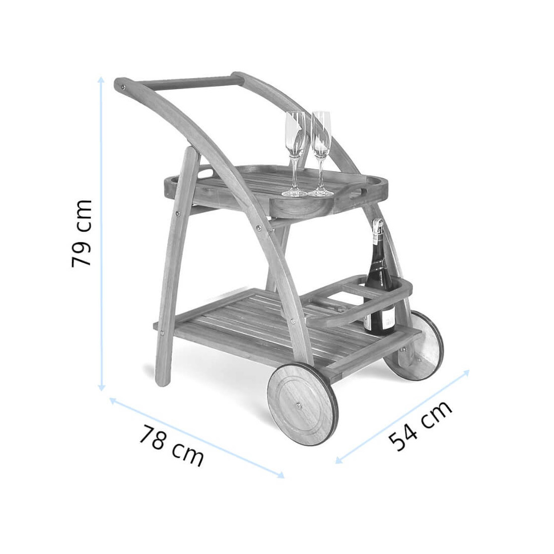 Drewniany Barek Ogrodowy na Kółkach z Tacą