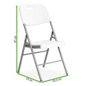 Wymiary białego składanego krzesła cateringowego 