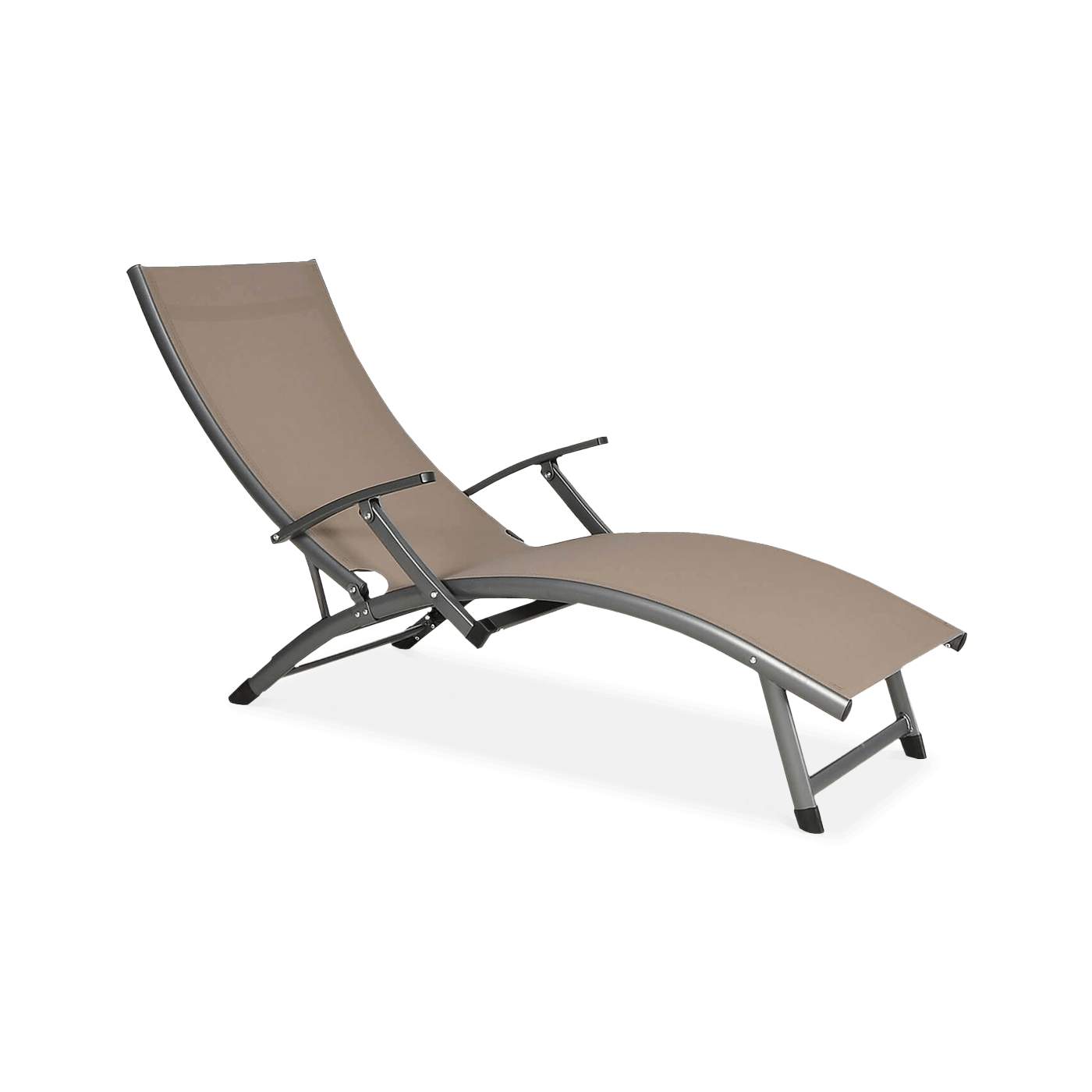 brązowy leżak z podłokietnikami
