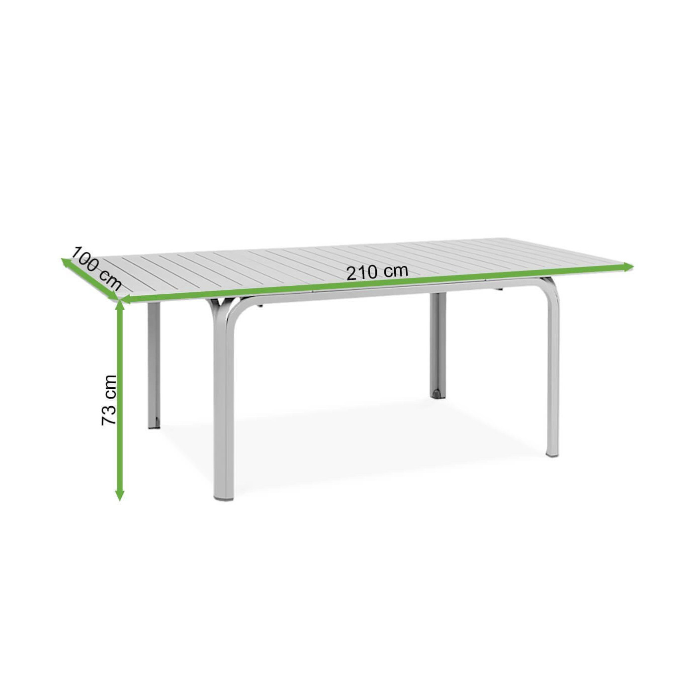 Rycina z wymiarami stołu ogrodowego Nardi Alloro 140