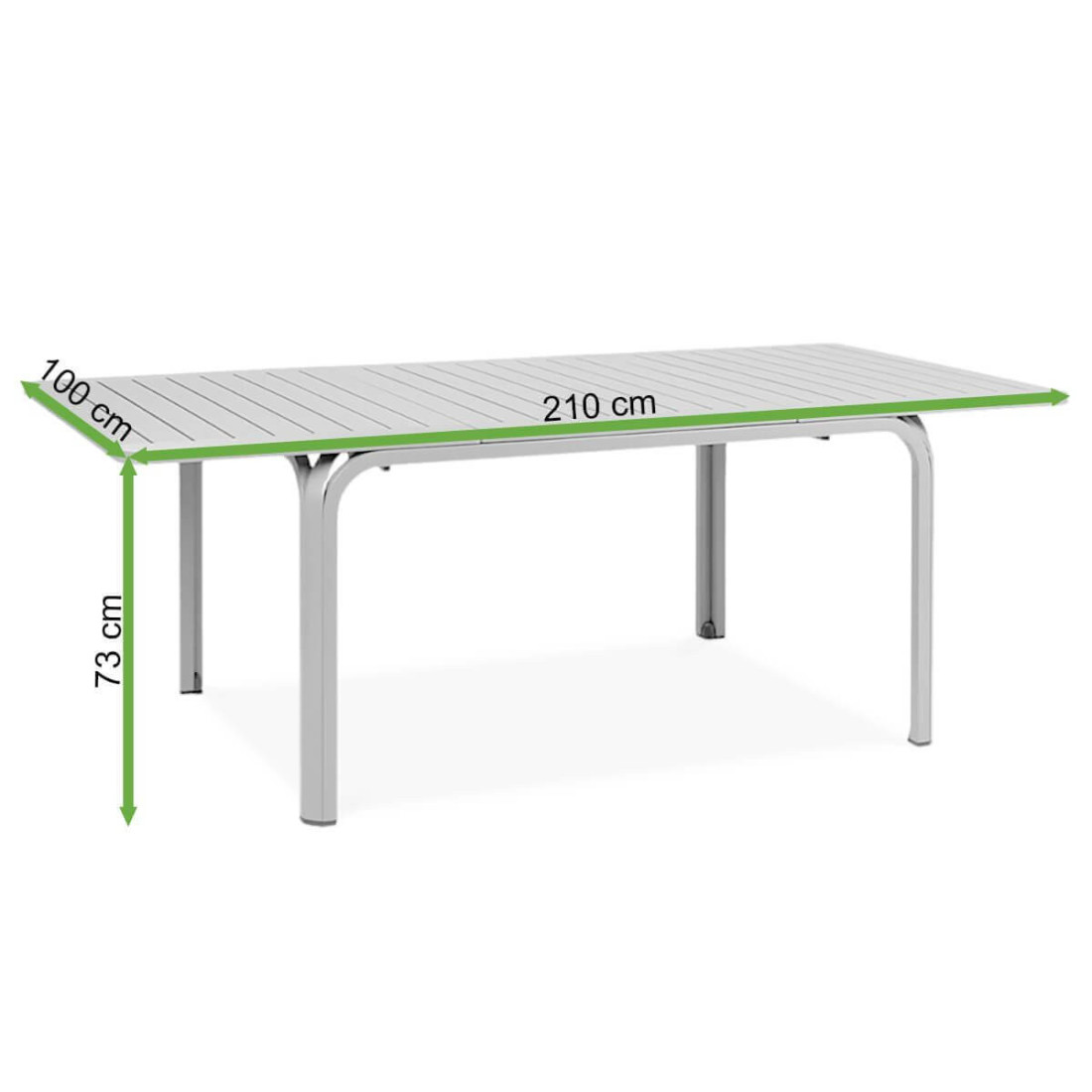 Rycina z wymiarami stołu ogrodowego Nardi Alloro 140