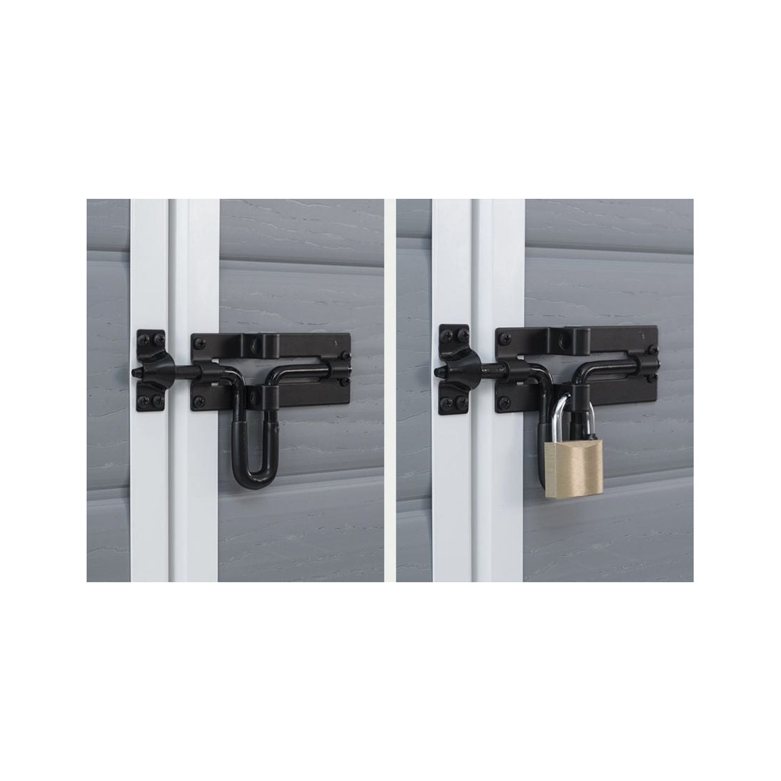 Domek ogrodowy Manor 6x5DD Keter, 185x152cm, zamykany, kłódka na drzwi, zabezpieczone narzędzia