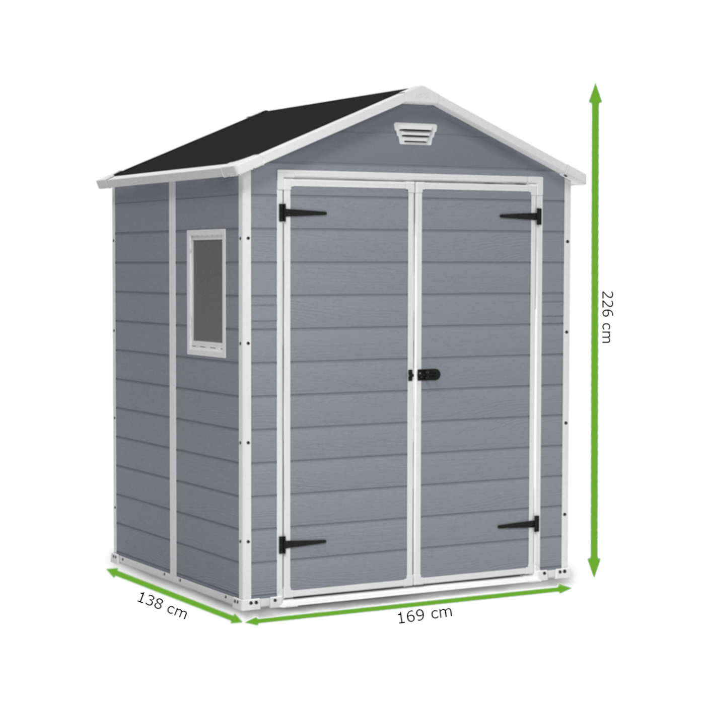 Wymiary domku ogrodowego Manor 6x5DD, 185x152 cm, Keter 