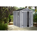 Domek narzędziowy Manor 6x8DD, 185x237cm, Keter, aranżacja w ogrodzie