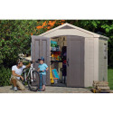 Domek narzędziowy FACTOR 8x6, 256,5x182cm, Keter, aranżacja w ogrodzie, przestronny