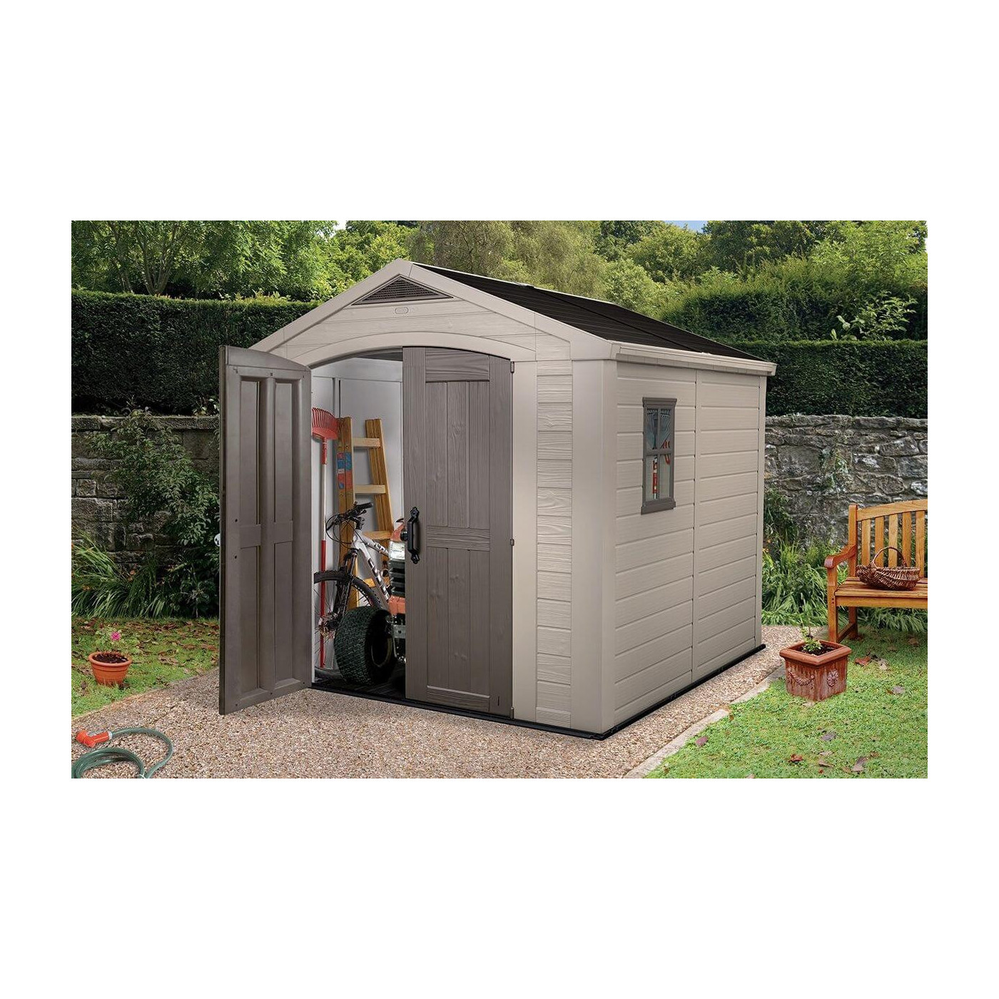 Domek ogrodowy na narzędzia Factor 8x8, 256,5x255cm, Keter, przestonny