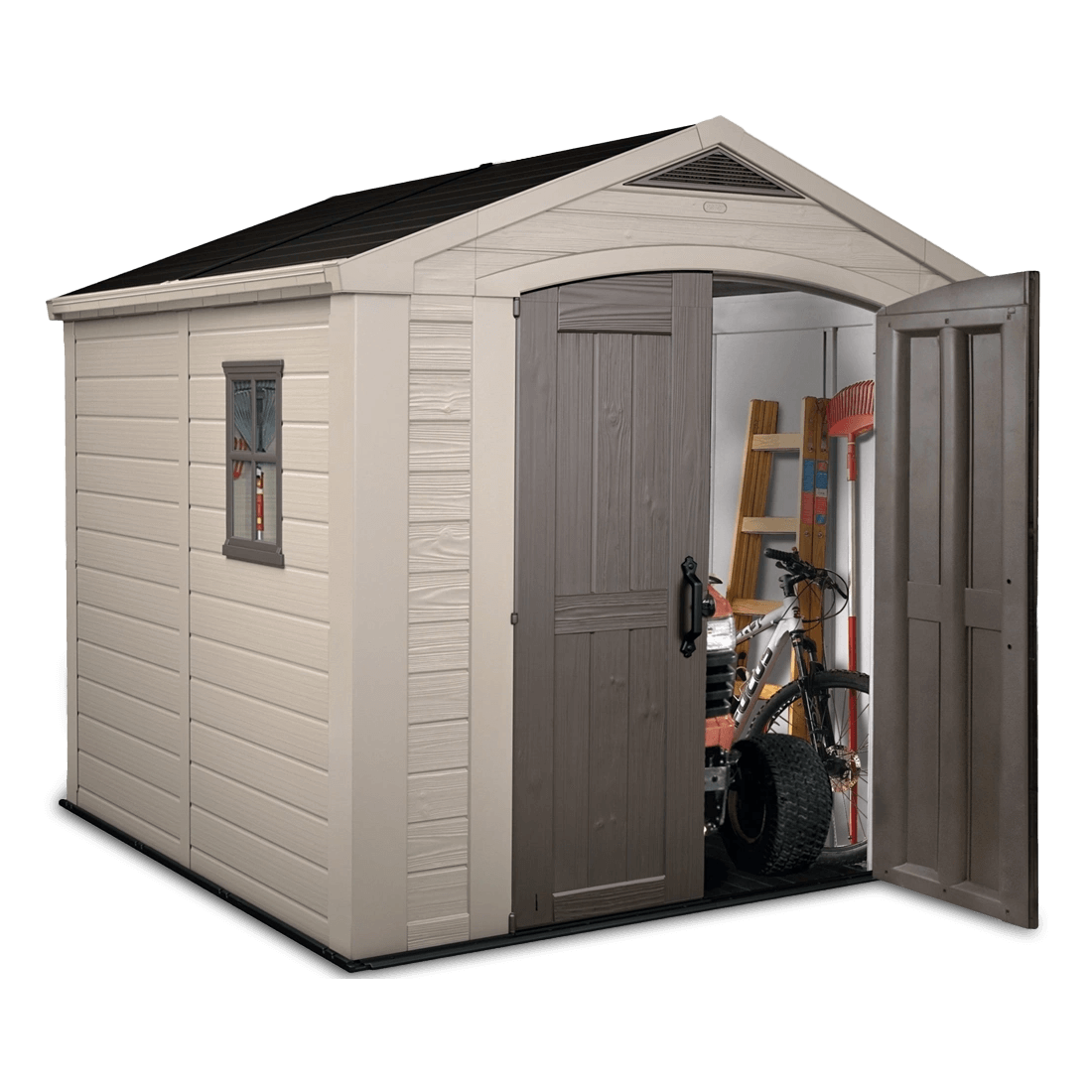 Domek ogrodowy na narzędzia Factor 8x8, 256,5x255cm, przestronne wnętrze na sprzęt ogrodowy