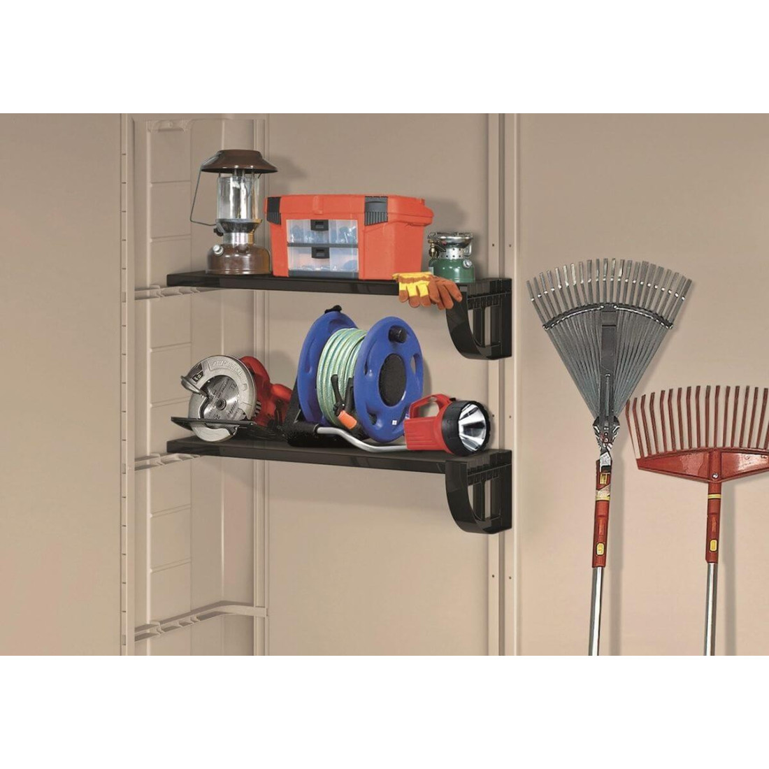 Domek ogrodowy na narzędzia Factor 8x8, 256,5x255cm, sporo miejsca na narzędzia i sprzęt ogrodowy