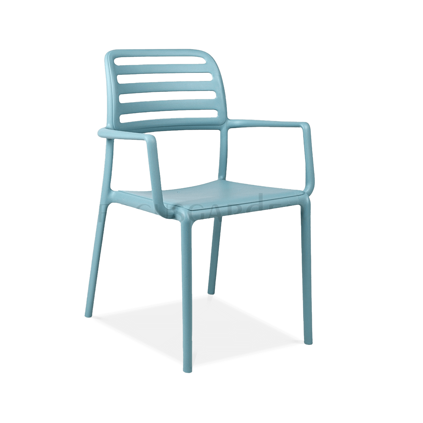 krzesło niebieskie z oparciem i podłokietnikami