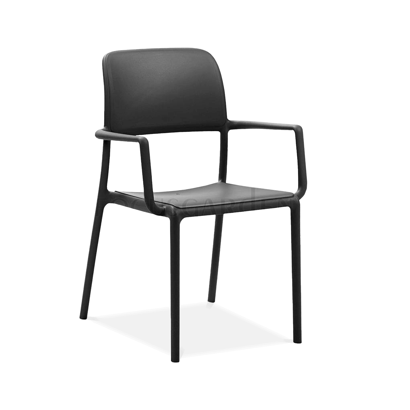 czarne krzesło jadalniane na taras z oparciem i podłokietnikami