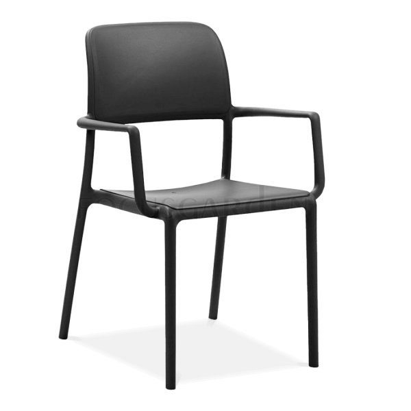 czarne krzesło jadalniane na taras z oparciem i podłokietnikami