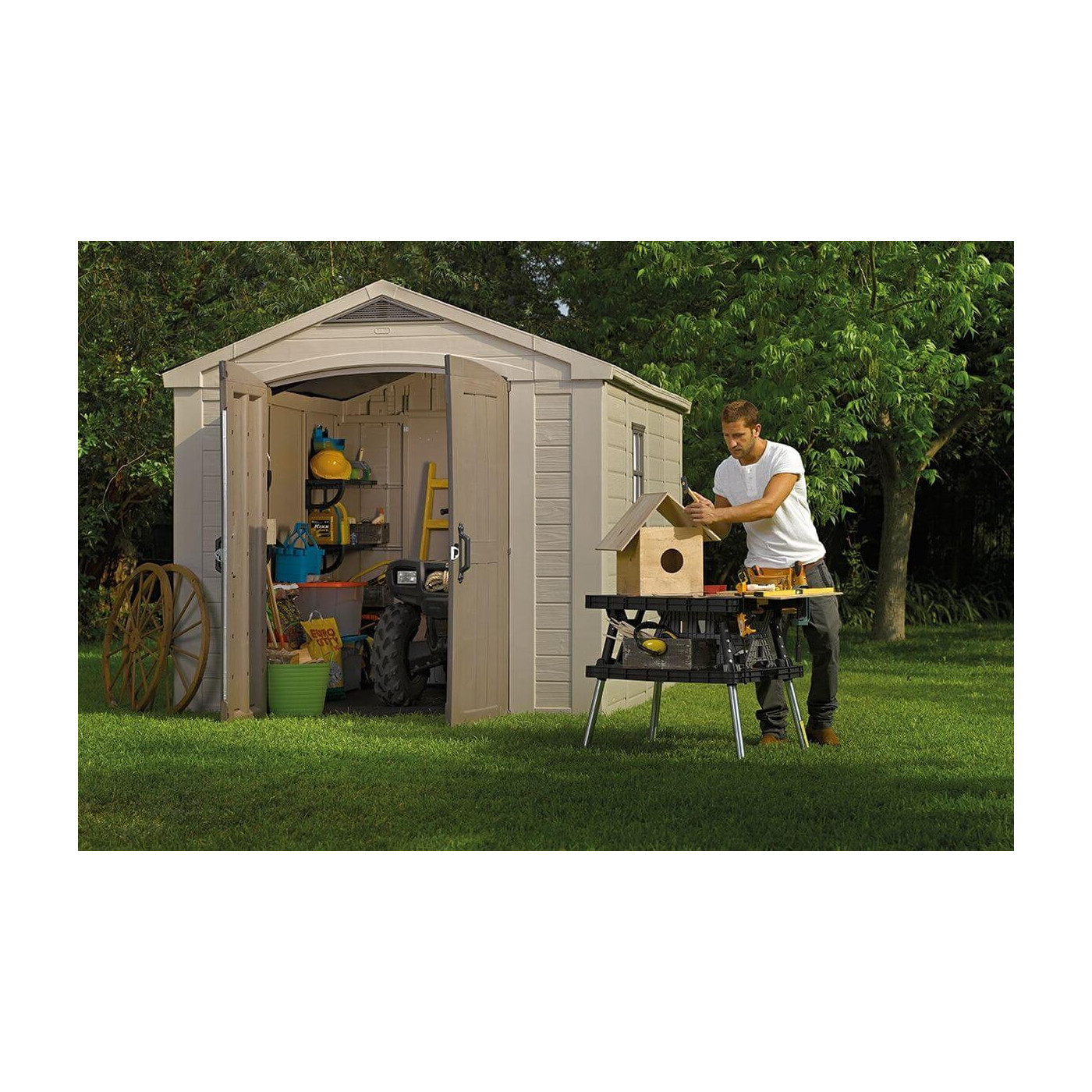 Domek ogrodowy na narzędzia Factor 8x11, 256,5x332cm, Keter, na sprzęt i narzędzia ogrodowe