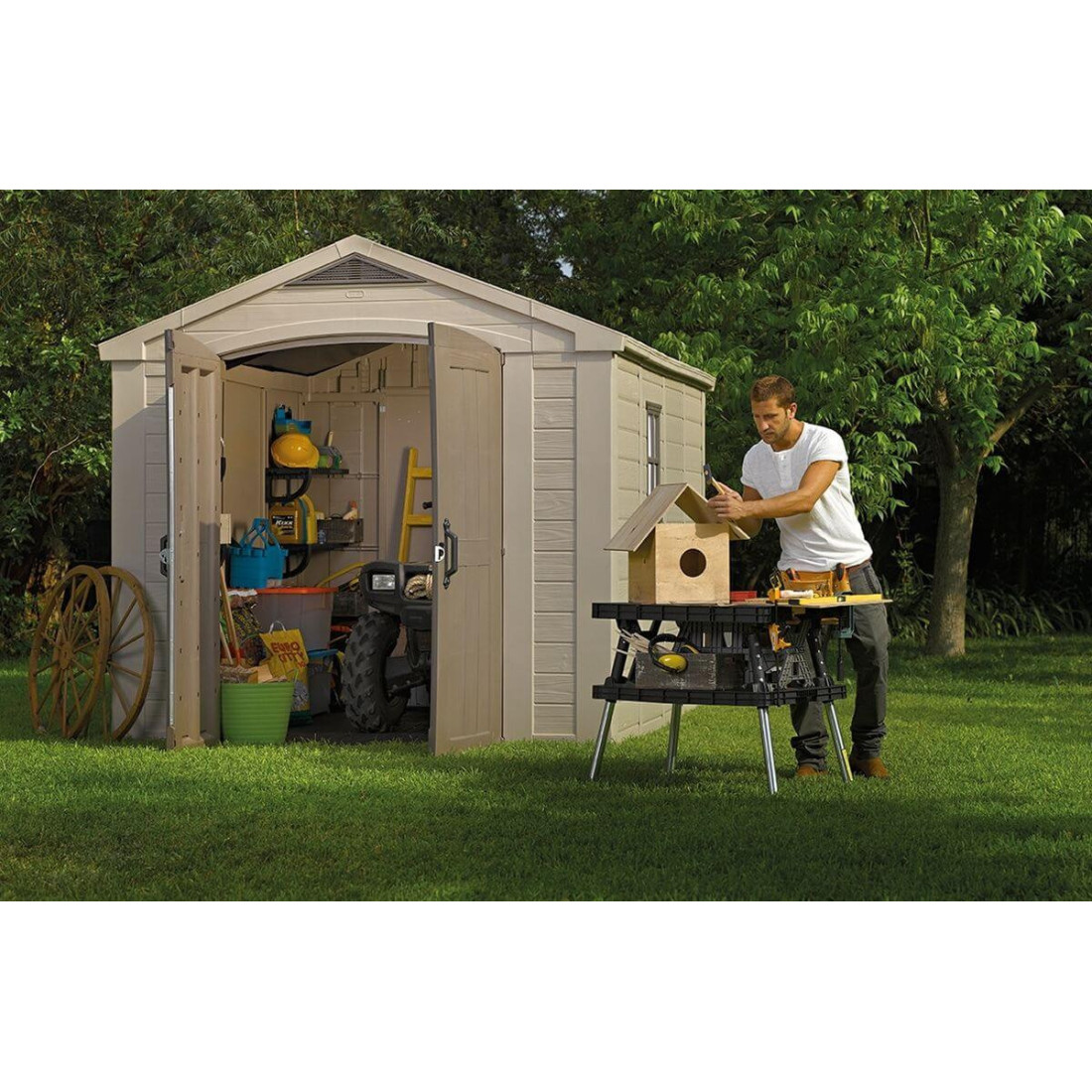 Domek ogrodowy na narzędzia Factor 8x11, 256,5x332cm, Keter, na sprzęt i narzędzia ogrodowe