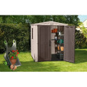Domek ogrodowy na narzędzia FACTOR 6x6, 173x195 cm, Keter, aranżacja na ogrodzie, przestronny