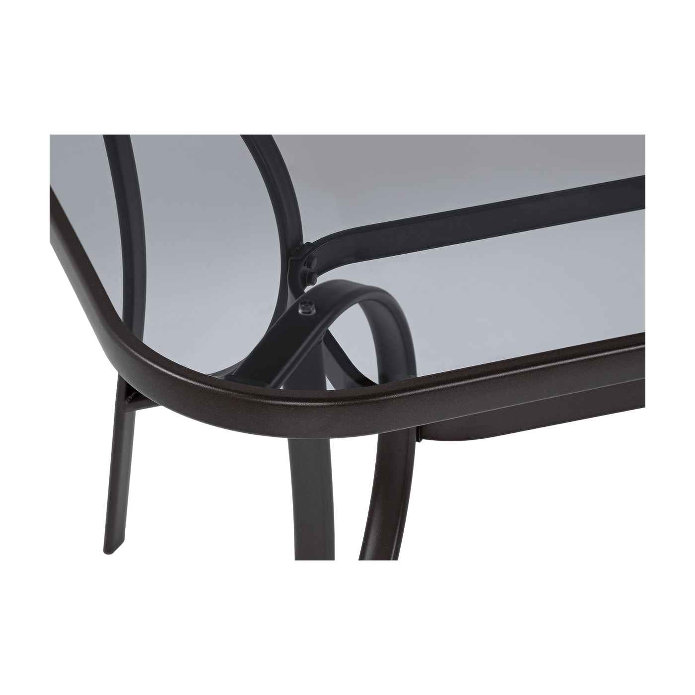 Blat stołu wykonany z eleganckiego, hartowanego szkła dymionego