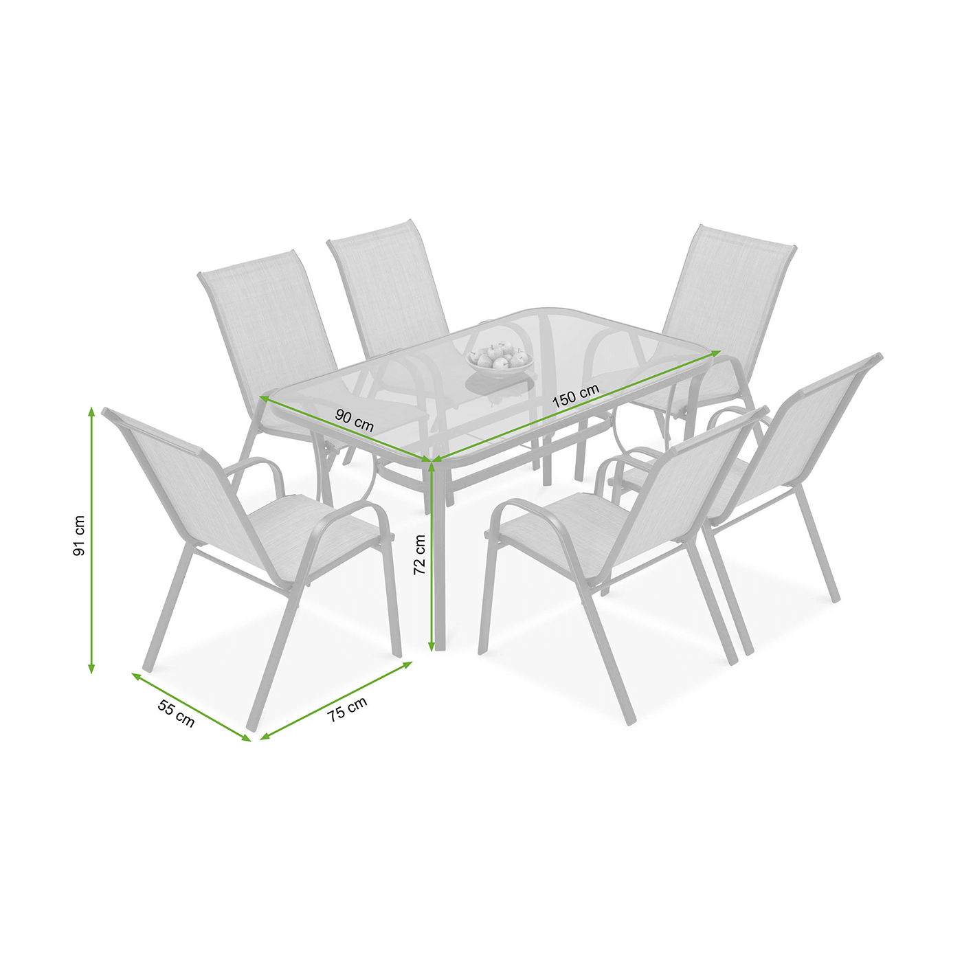 Wymiary zestawu ogrodowego Bologna Brown