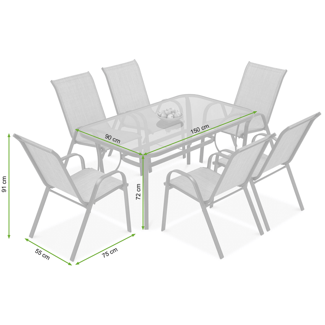 Wymiary zestawu ogrodowego Bologna Brown