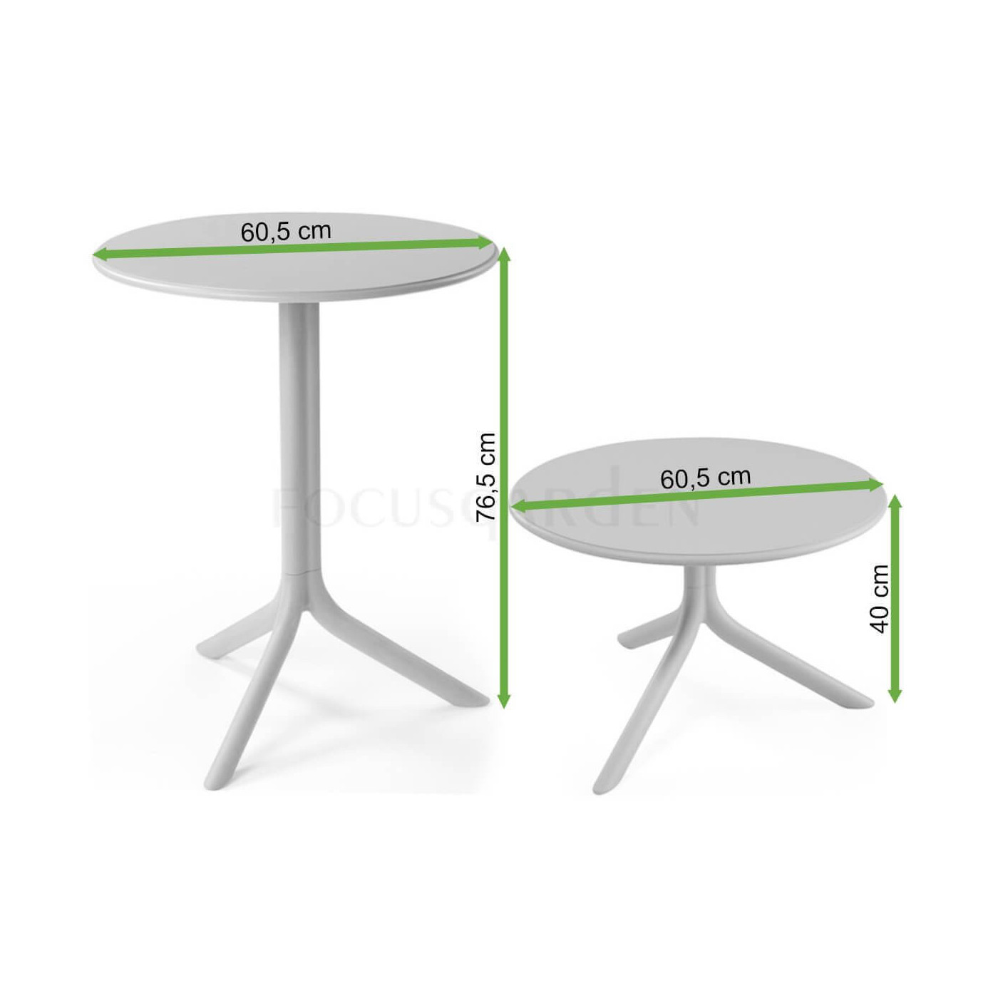 Wymiary zestawu stolików Nardi Spritz Tortora