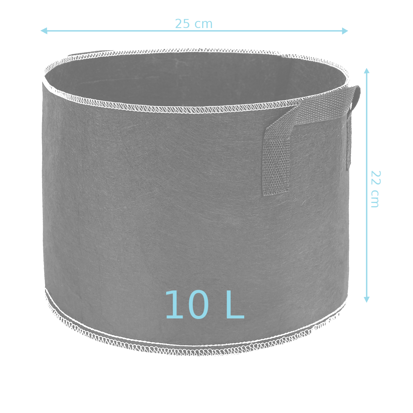 Doniczka z Materiału 10L Black - Komplet 5 Sztuk Cultivo