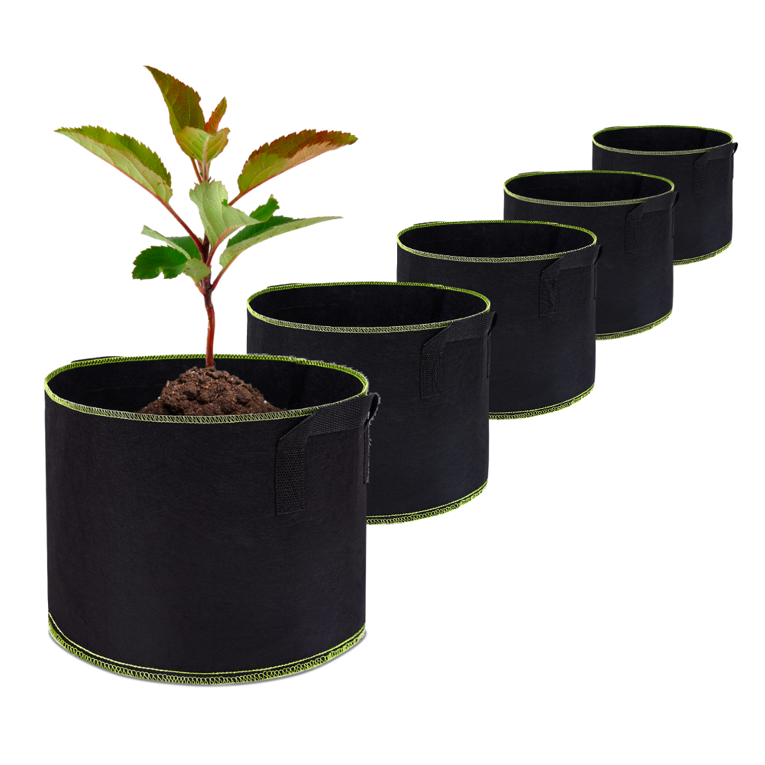 Donice materiałowe 5 szt. x 37L - Black Cultivo