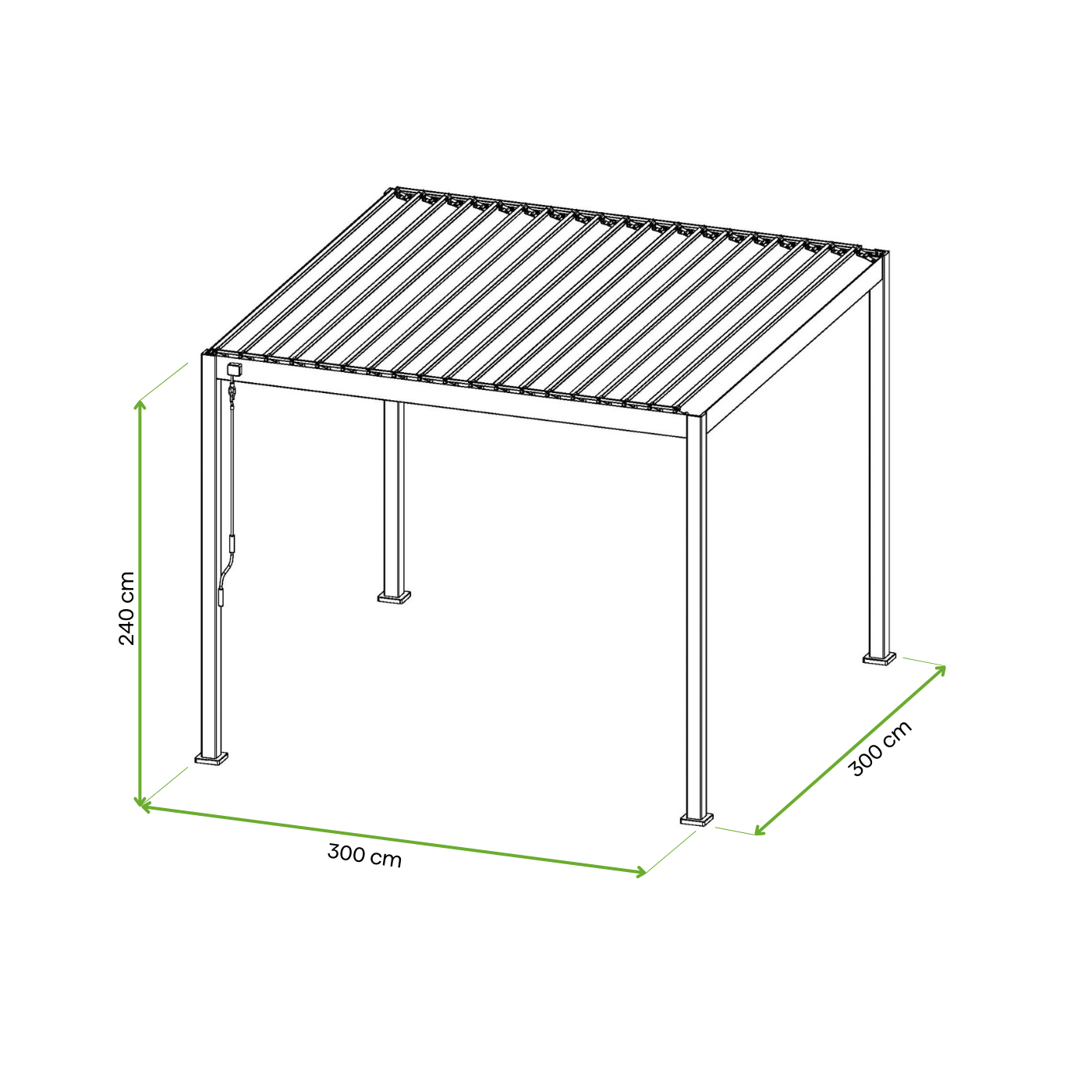 Wymiary pergoli tarasowej 3x3m Classic antracytowa Gutroof