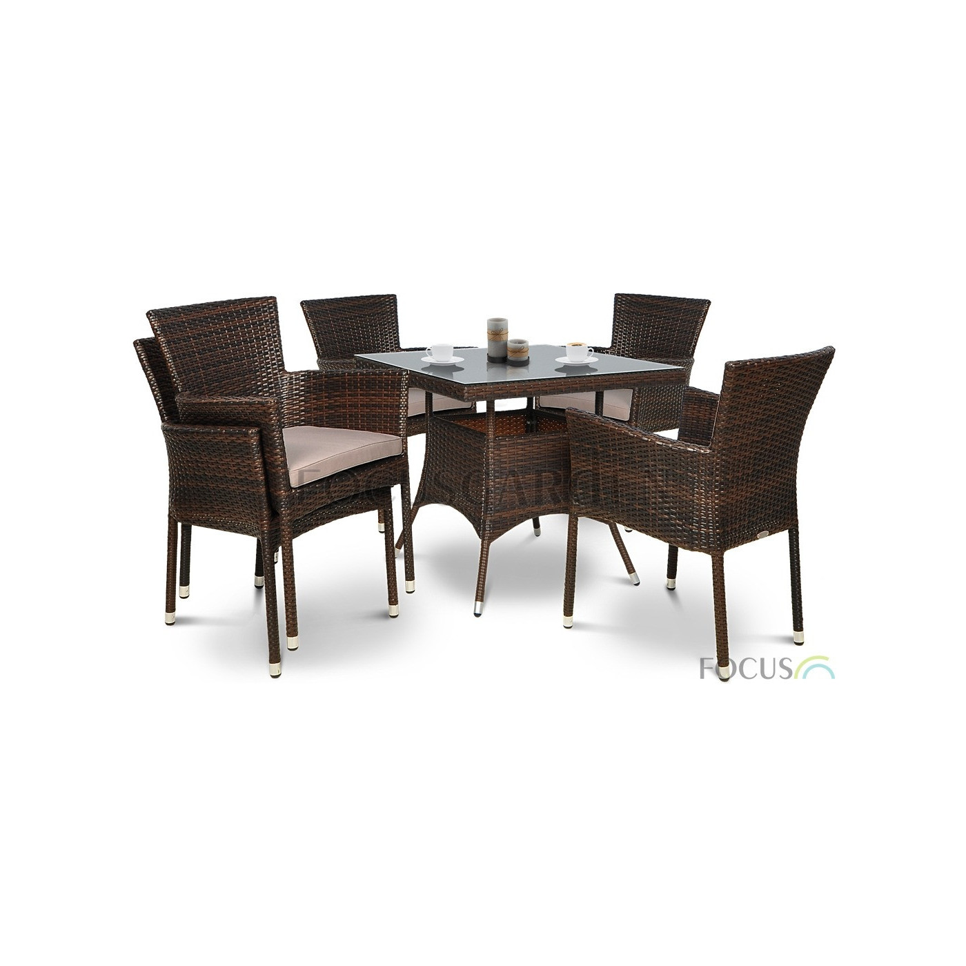 Zestaw mebli ogrodowych z technorattanu Leridalugo 4+1 Brown