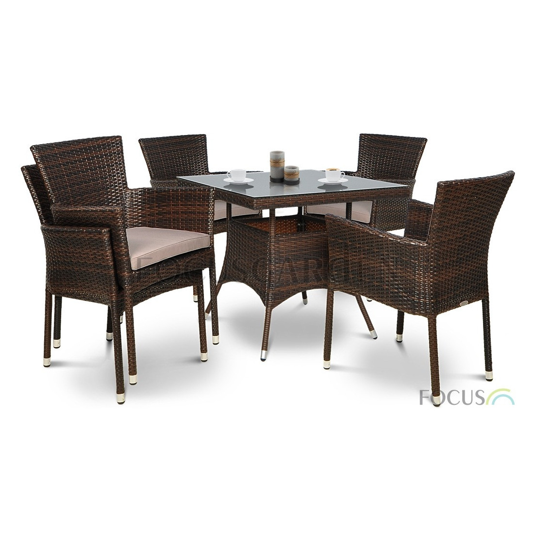 Zestaw mebli ogrodowych z technorattanu Leridalugo 4+1 Brown