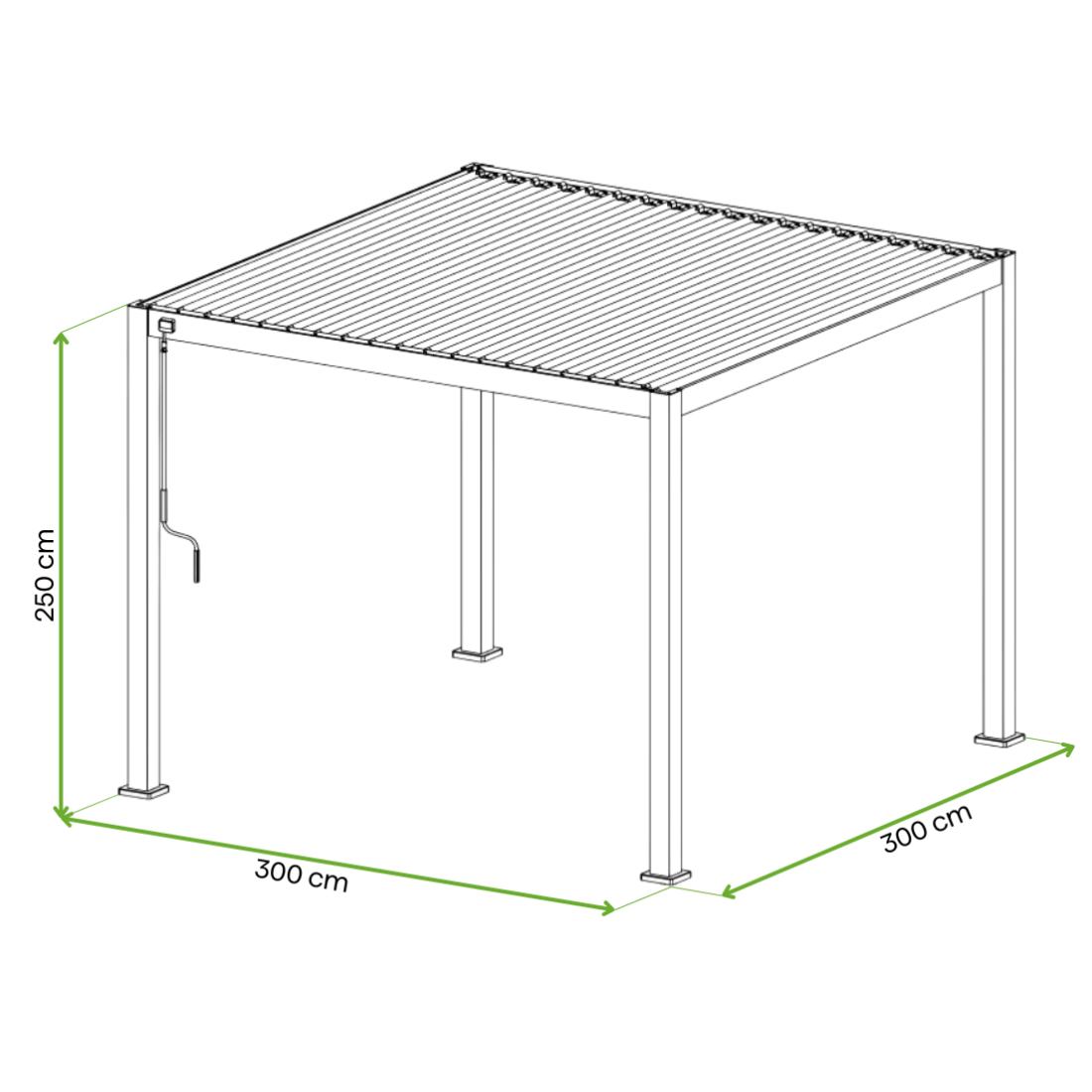 Wymiary pergoli tarasowej Premium 3x3 Anthracite Gutroof