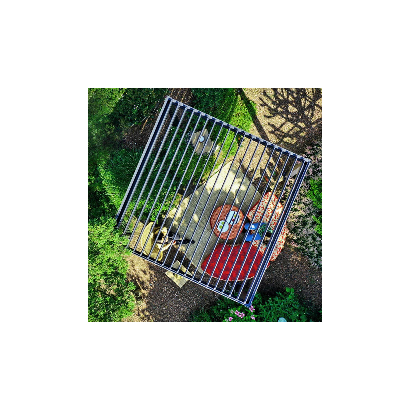 Aranżacja, dach pergolii ogrodowej na taras Premium 3x3 Gutroof Anthracite