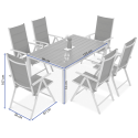 Meble aluminiowe - Zestaw ogrodowy Sydney Silver - dla 6 osób