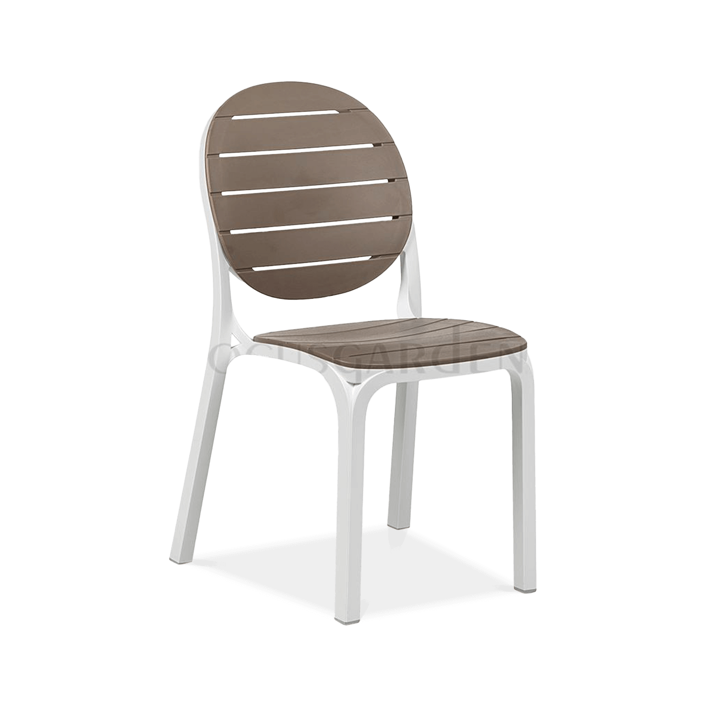 biało brązowe krzesło jadalniane z oparciem w kolorze brązowym