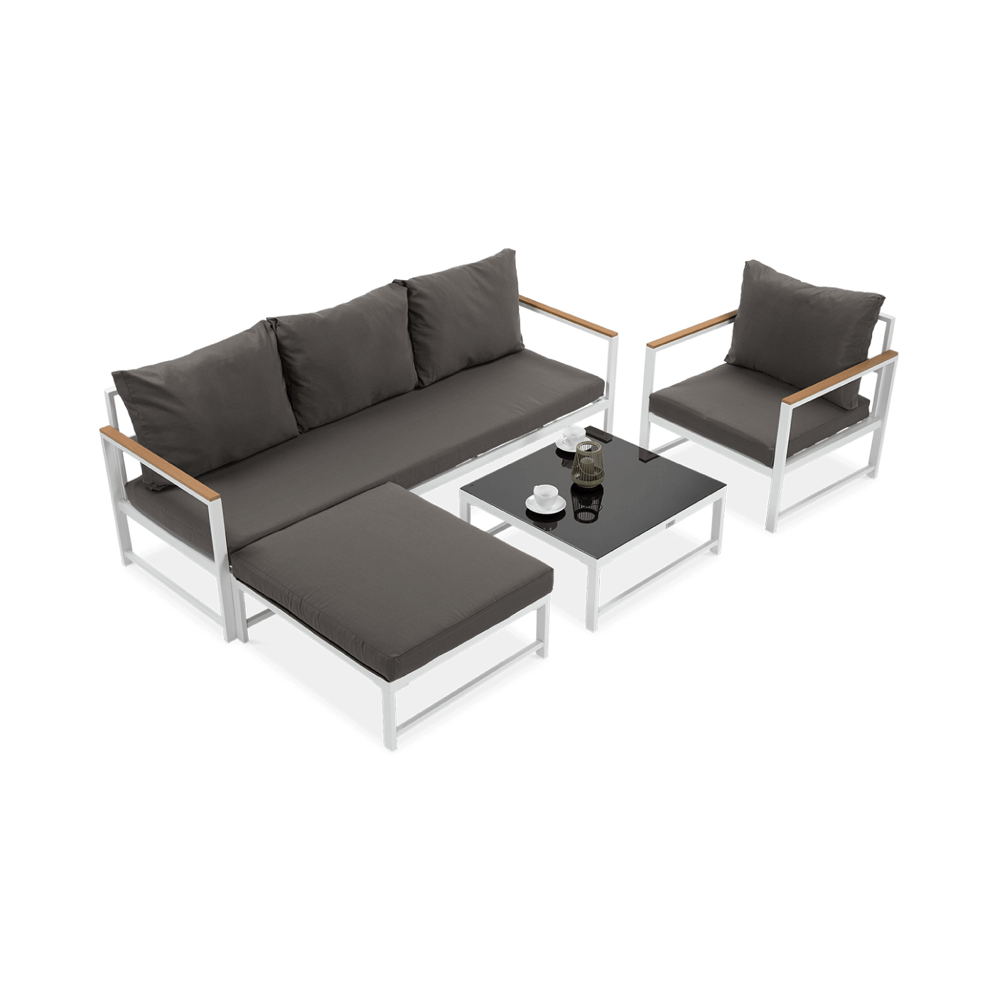 Narożnik ogrodowy Orlando z fotelem, kolor biały