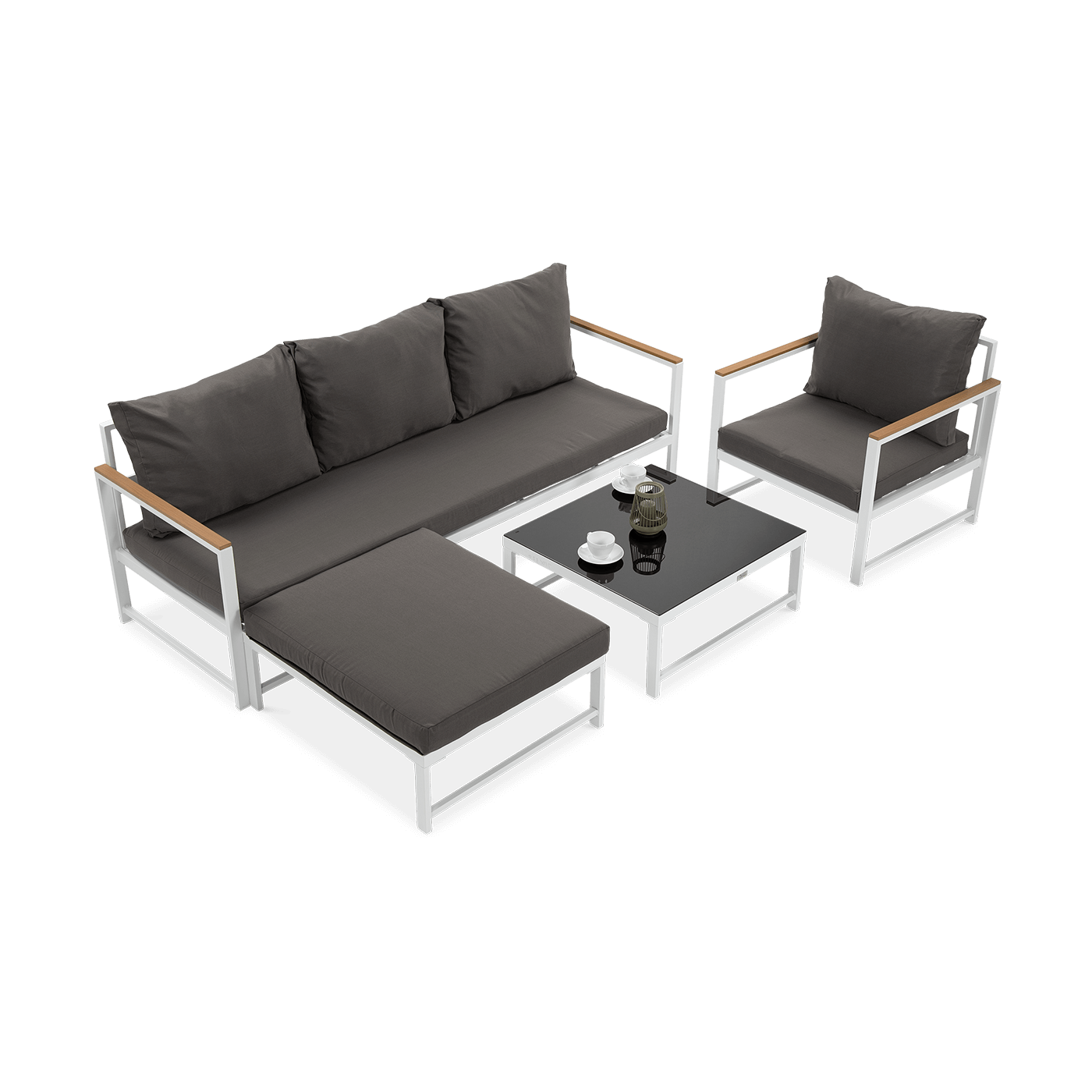 Narożnik ogrodowy Orlando z fotelem, kolor biały