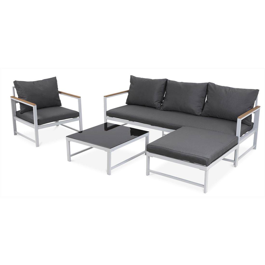 Narożnik ogrodowy Orlando z fotelem, kolor biały