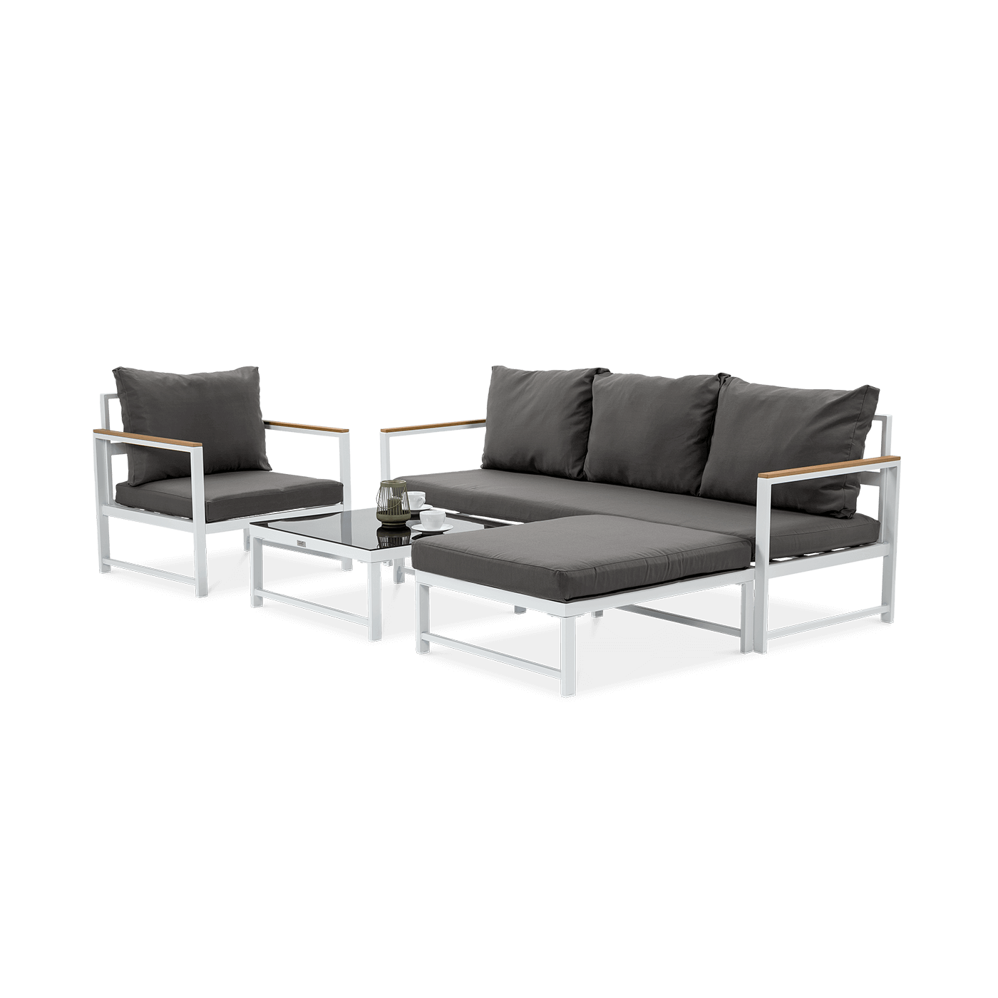 Narożnik ogrodowy Orlando z fotelem, kolor biały