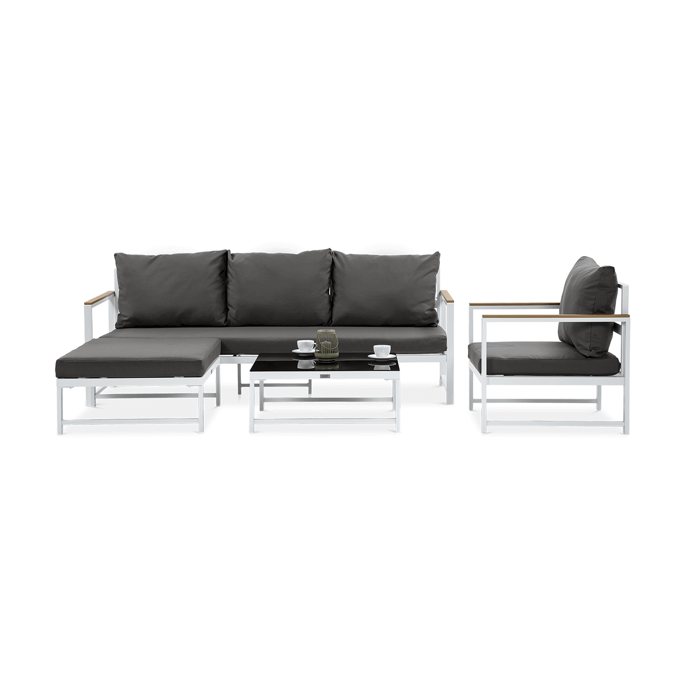 Narożnik ogrodowy Orlando z fotelem, kolor biały