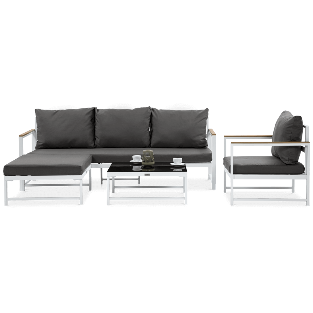 Narożnik ogrodowy Orlando z fotelem, kolor biały