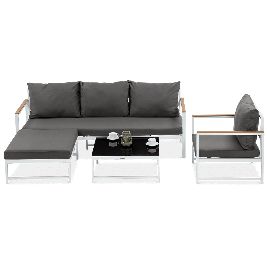 Narożnik ogrodowy Orlando z fotelem, kolor biały