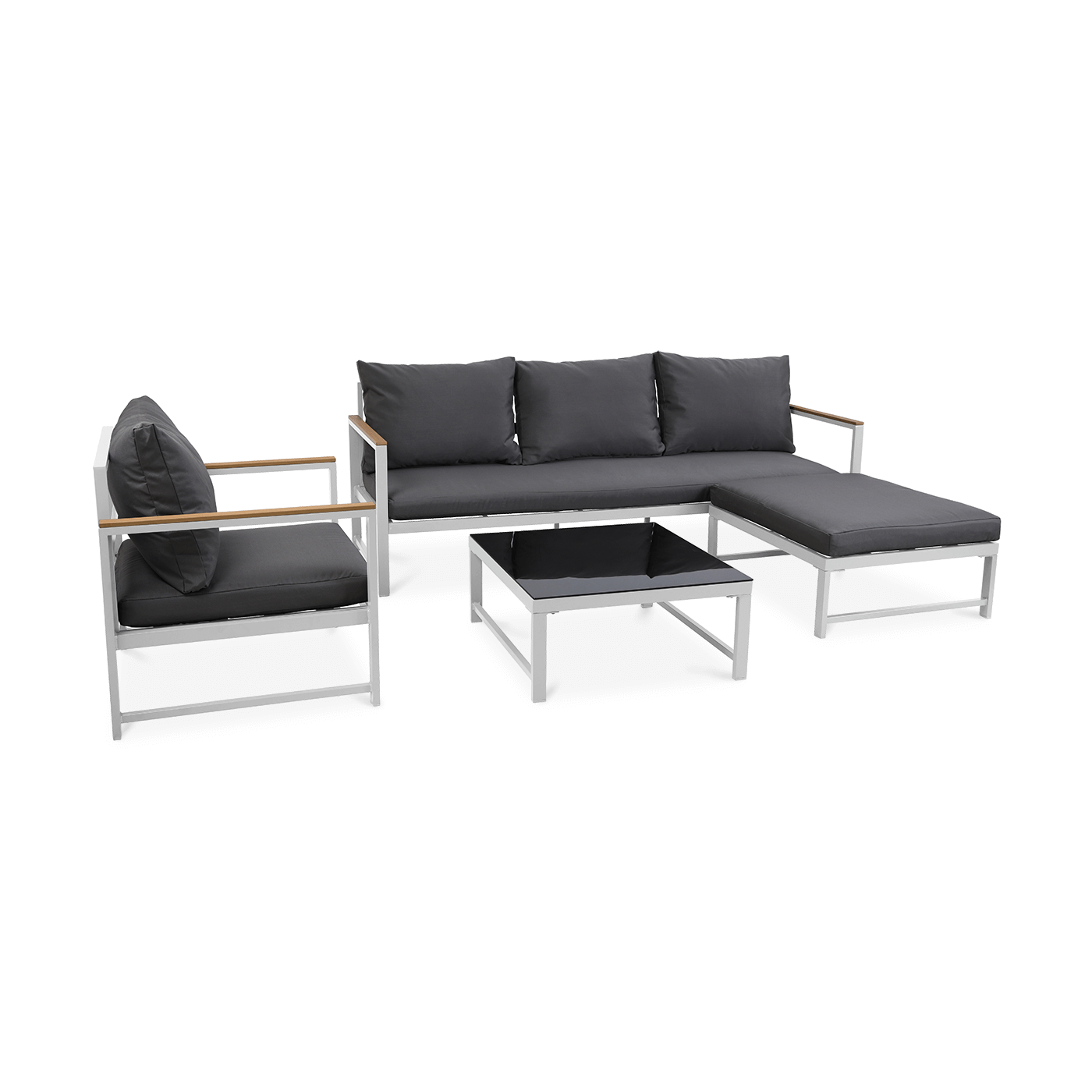 Narożnik ogrodowy Orlando z fotelem, kolor biały