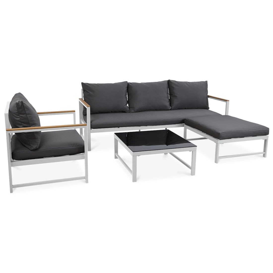 Narożnik ogrodowy Orlando z fotelem, kolor biały